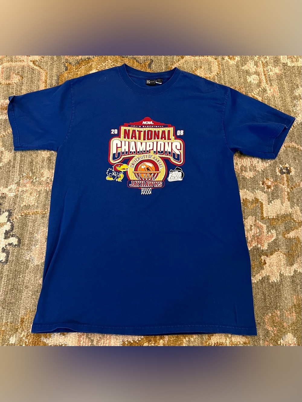 Kansas Jayhawks 2008 National Champs Shirt Men’s Size Large Color Blue